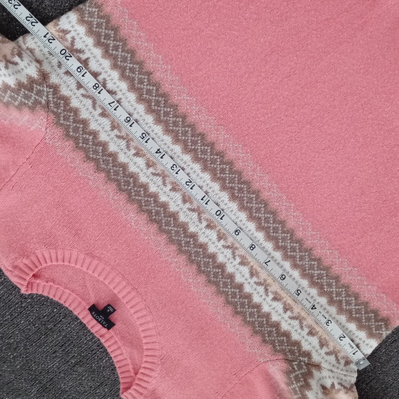 ❄️Talbots❄️ - Pink/Peach Fair Isle Crewneck Sweater - Picture 10 of 12